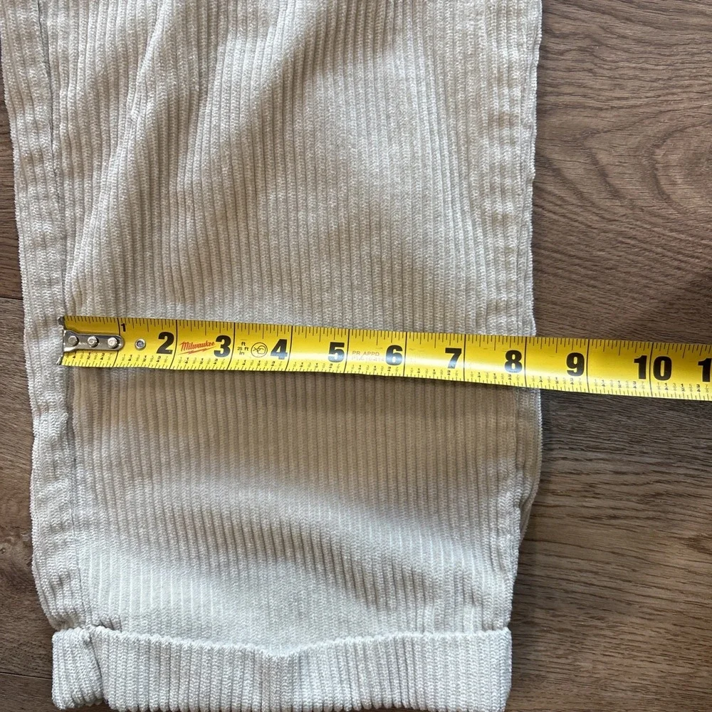 Vtg LL Bean Pants Mens 34x30 Beige Corduroy Chino Baggy Cuffed 90s Skater